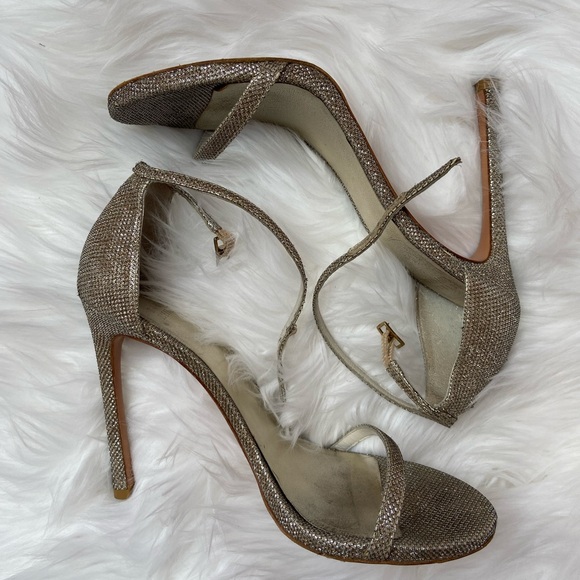 STUART WEITZMAN NUDIST SHIMMER HEELED SANDALS 120MM - Picture 9 of 12